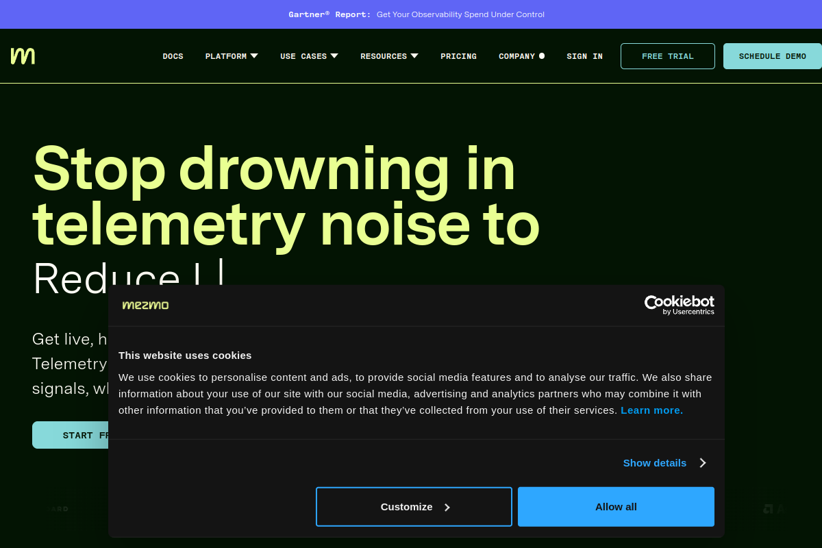 Mezmo - Log Management Optimization - Website Screenshot